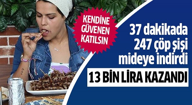 37 dakikada 247 çöp şiş yedi!