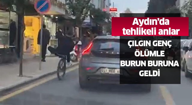 Tehlikeli bisiklet yolculuğu kameralara yansıdı