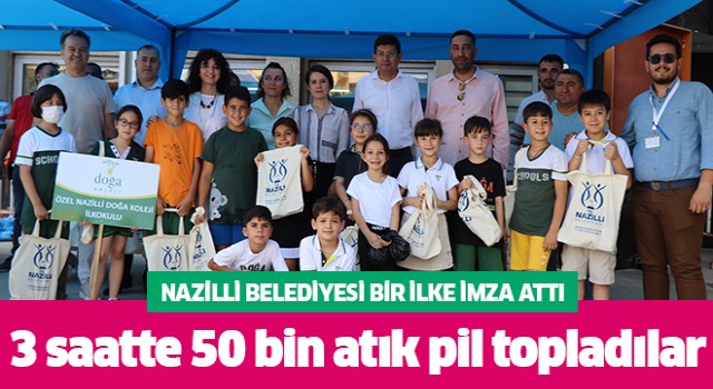 Nazilli'de 3 saatte 50 bin atık pil topladılar