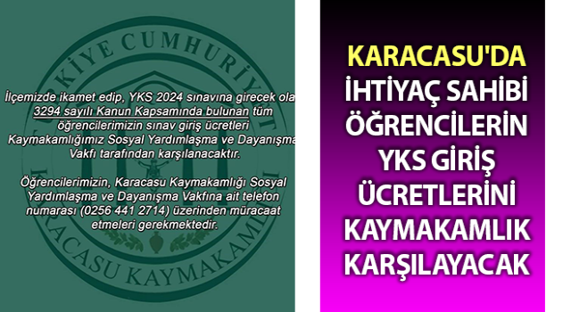 Karacasu'da öğrencilerin YKS giriş ücretlerini kaymakamlık karşılayacak