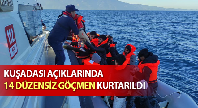 Aydın’da 14 düzensiz göçmen kurtarıldı