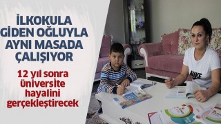  İlkokula giden oğluyla aynı masada üniversiteye hazırlanıyor