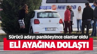 Sürücü adayı panikleyince olanlar oldu