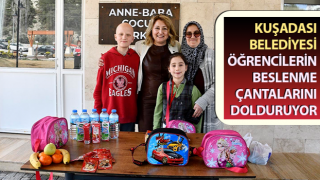 Kuşadası’nda öğrencilerin beslenme çantaları doluyor