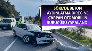 Beton direğe çarpan otomobilin sürücüsü yaralandı