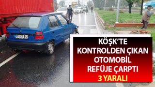 Kontrolden çıkan otomobil refüje çarptı: 3 yaralı