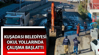 Kuşadası Belediyesi okul yollarında çalışma başlattı