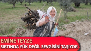 Emine Teyze, hasta eşinin üşümemesi için odun taşıyor