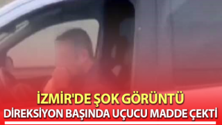 İzmir'de araç sürerken uçucu madde çeken sürücü görüntülendi