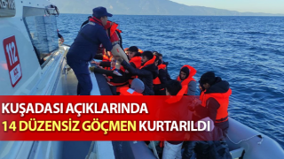 Aydın’da 14 düzensiz göçmen kurtarıldı