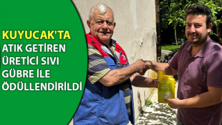 Kuyucak'ta atık getiren üretici sıvı gübre ile ödüllendirildi