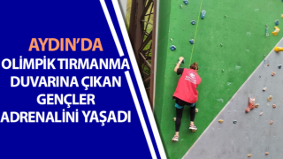 Olimpik tırmanma duvarına çıkan gençler adrenalini yaşadı