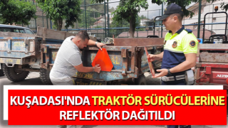 Traktör sürücülerine reflektör dağıtıldı